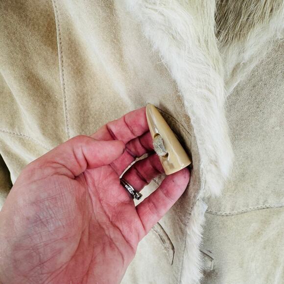 Adler Collection Genuine Suede Shearling Coat Size M Vintage Boho Leather Jacket - Picture 5 of 10